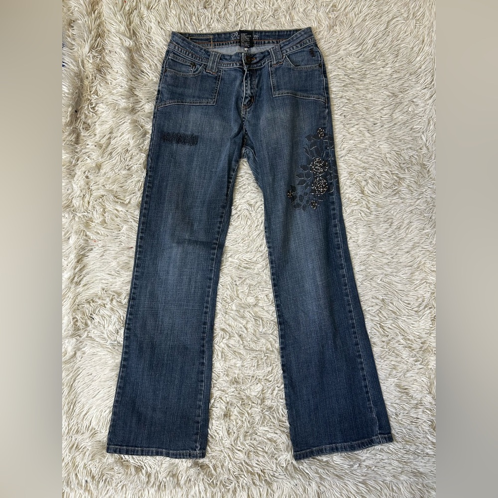 ◾️Y2K Vintage Point Zero Nicole Benisti Floral Embellished Bootcut Jeans